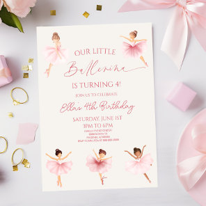 Pink Our Little Ballerina Ballet Birthday Party Invitation