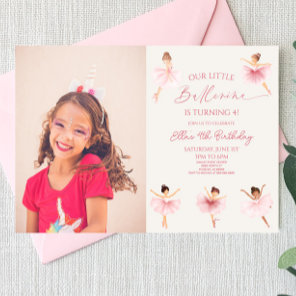 Pink Our Little Ballerina Ballet Birthday Party Invitation