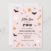 Pink Our Little Boo Halloween 2nd Birthday Invitation (Front)