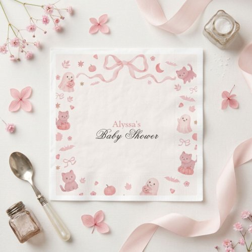 Pink Our Little Boo is Almost Due Baby Shower  Napkins