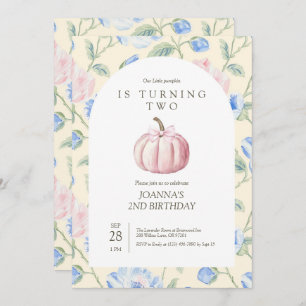Pink Our Little Pumpkin Birthday Invitation