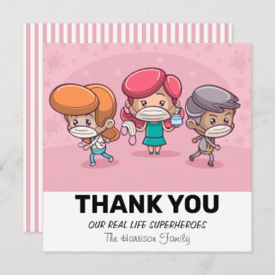 Pink Our Real Life Superheroes Appreciation Thank You Card