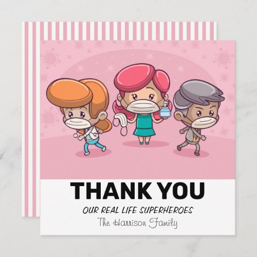 Pink Our Real Life Superheroes  Appreciation Thank You Card
