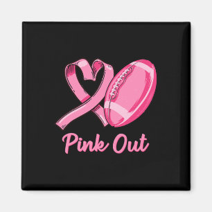 Pink Out Breast Cancer Awareness Bleached Footbyll Magnet