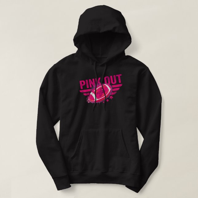 Pink Out Breast Cancer Awareness Football Breast C Hoodie (Design Front)