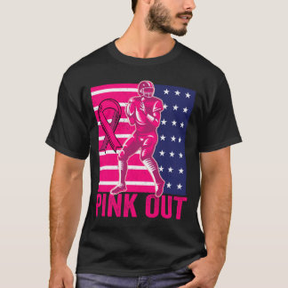 Pink Out Breast Cancer Awareness Football Breast T-Shirt