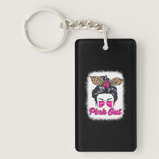 Pink Out Breast Cancer Awareness Football Keychain