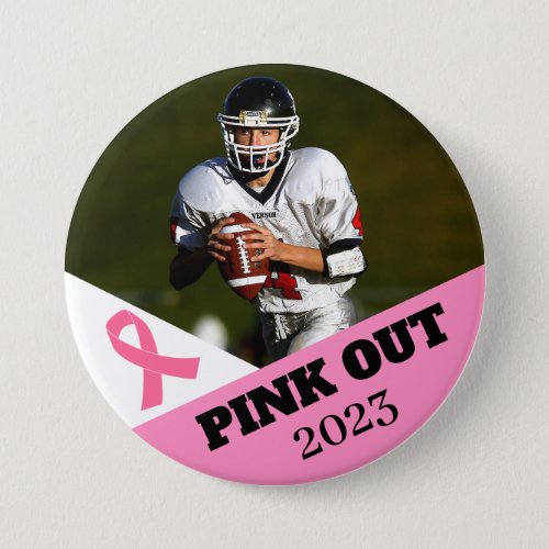 Pink Out Breast Cancer Awareness football pin