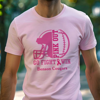 Pink Out Breast Cancer Awareness Football  T-Shirt