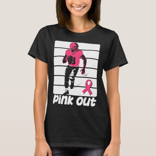 Pink Out Breast Cancer Awareness Survivor Football T_Shirt