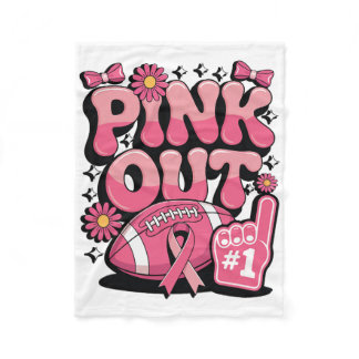 Pink Out Breast Cancer Footbyll Support  Fleece Blanket