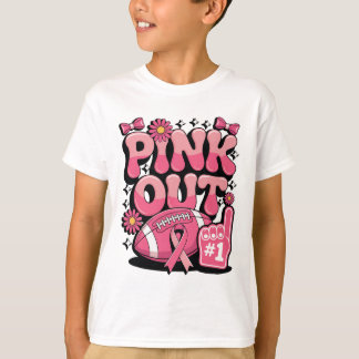 Pink Out Breast Cancer Footbyll Support  T-Shirt