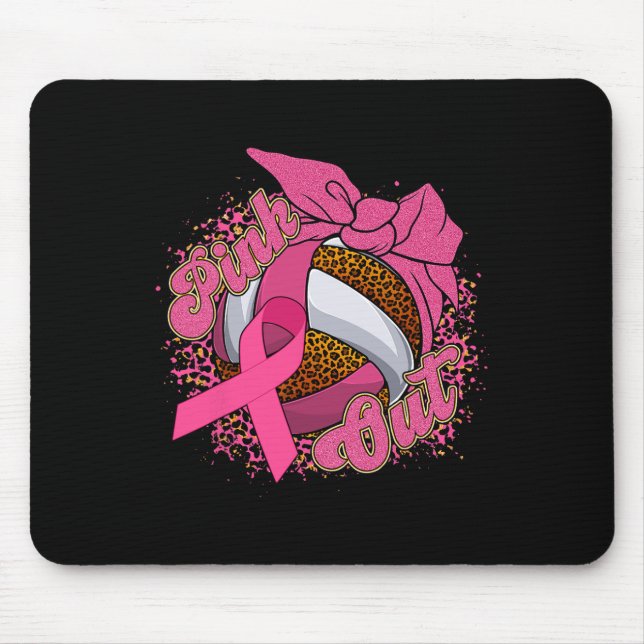 Pink Out Breast Cancer Leopard Volleybyll Byll Pin Mouse Pad (Front)