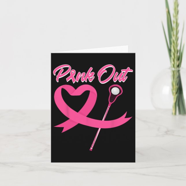 Pink Out Breast Cancer Pink Ribbon Heart With Lacr Card (Front)