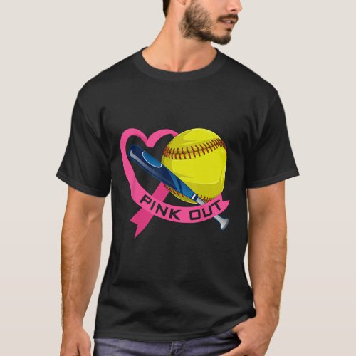 Pink Out Breast Cancer Pink Ribbon Heart With Soft T_Shirt