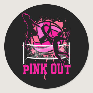 Pink Out Bump Set Spike Volleyball Breast Cancer A Classic Round Sticker
