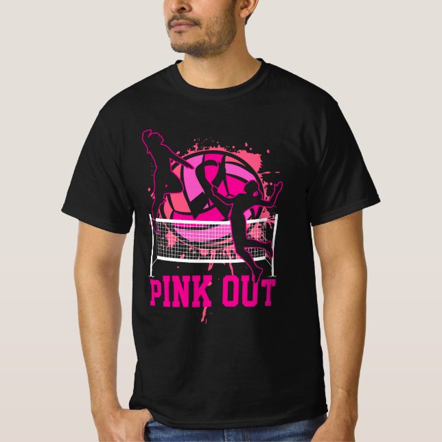 Pink Out Bump Set Spike Volleyball Breast Cancer A T-Shirt (Front)