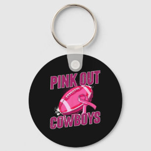 Pink Out Football Tackle Breast Cancer Keychain