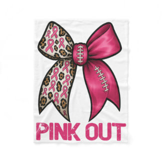 Pink Out Leopard Bow Footbyll Breast Cancer Awaren Fleece Blanket