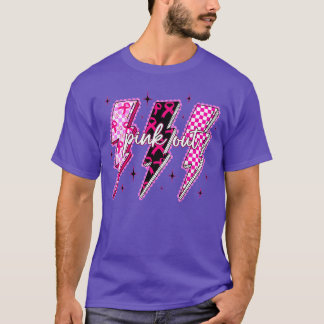 Pink Out Lightning Bolt Ribbon Breast Cancer Men W T-Shirt
