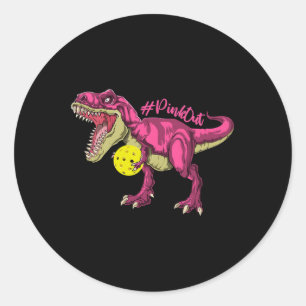 Pink Out T Rex And Picklebyll Byll Breast Cancer A Classic Round Sticker