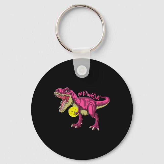 Pink Out T Rex And Picklebyll Byll Breast Cancer A Keychain (Front)