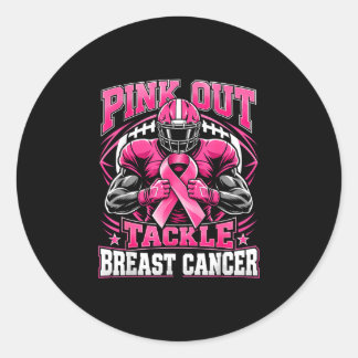 Pink out tackle breast cancer awareness american classic round sticker