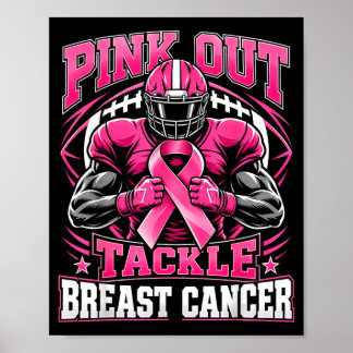 Pink out tackle breast cancer awareness american poster