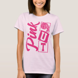 Pink Out Volleyball Breast Cancer Ribbon Sports T-Shirt