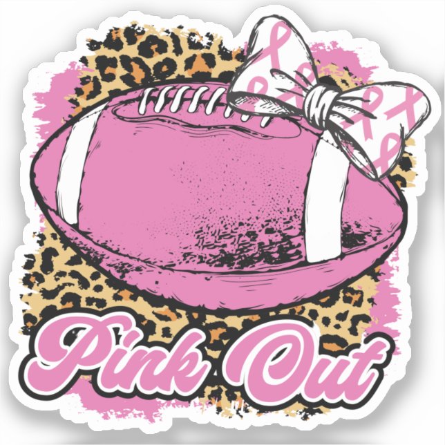 Pink Out With Rugby (Softball) Ball Sticker (Front)