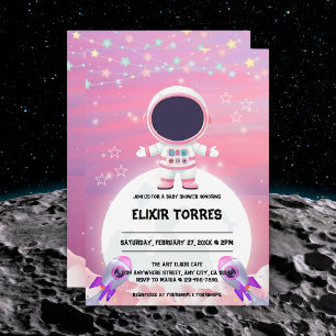 Pink Outer Space Little Explorer Baby Shower Invitation