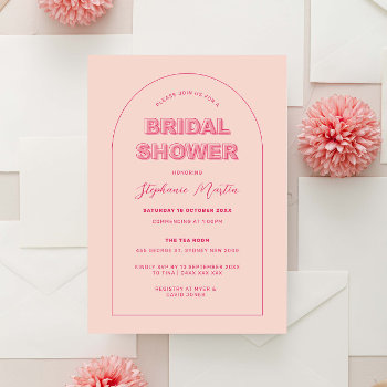 Pink Outline Bold Type Bridal Shower Invitation by BrideO at Zazzle