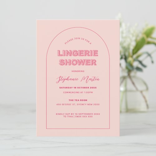 Pink Outline Bold Type Lingerie Shower Invitation