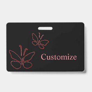 pink outline butterflies black Thunder_Cove  Badge