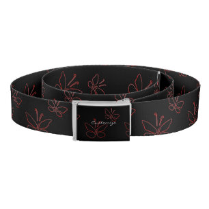 pink outline butterflies black Thunder_Cove Belt