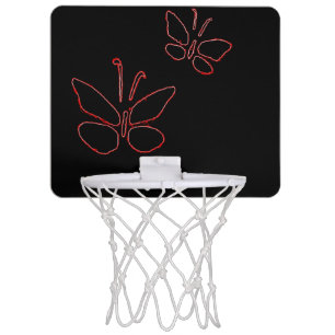 pink outline butterflies black Thunder_Cove Mini Basketball Hoop
