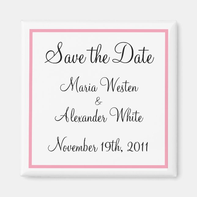 Pink Outline Save the Date Magnet (Front)