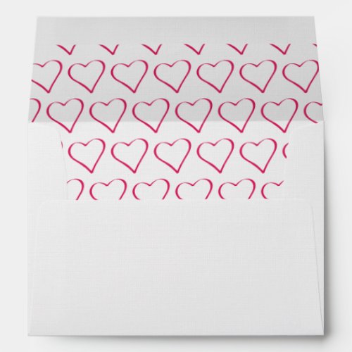 Pink Outlined Hearts Envelope Wedding Collection