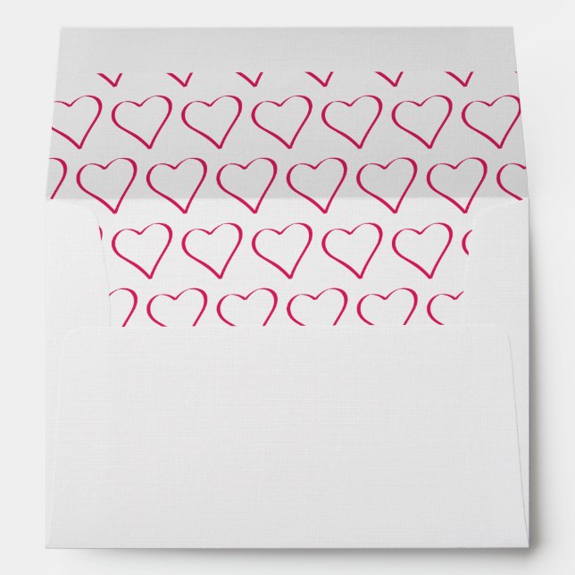 Pink Outlined Hearts Envelope Wedding Collection (Back (Bottom))