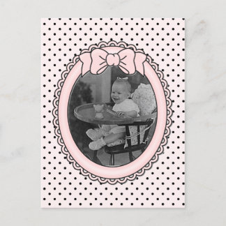 Pink Oval Frame with Bow - Customize with Your Pic Postcard