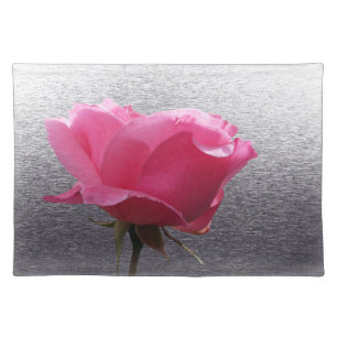 pink over gray cloth placemat