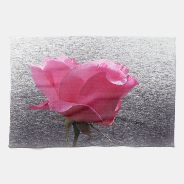 pink over gray kitchen towel (Horizontal)