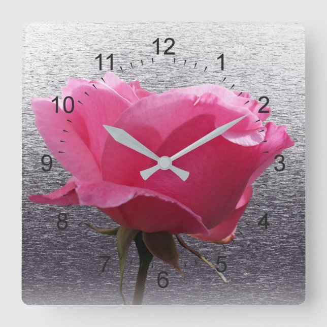 pink over gray square wall clock (Front)