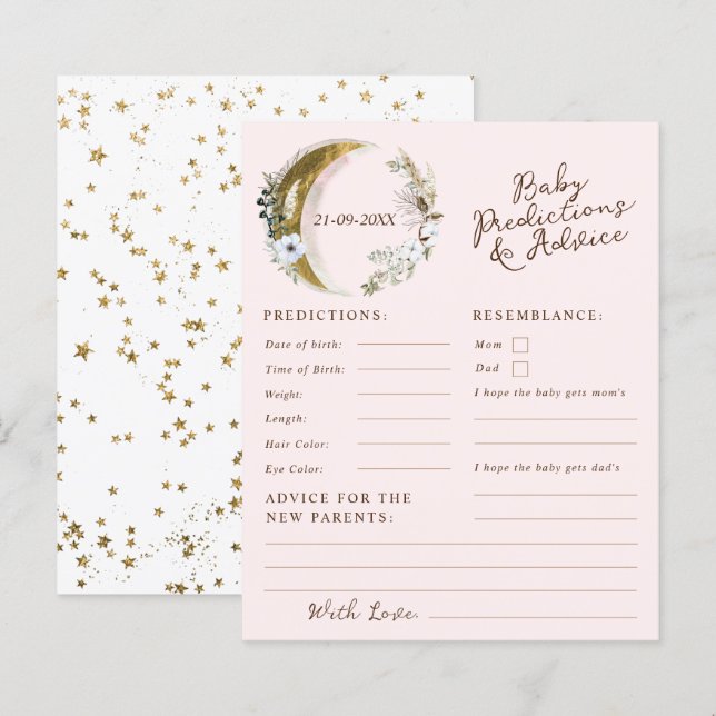 Pink Over The Moon Baby Predictions and Advice (Front/Back)