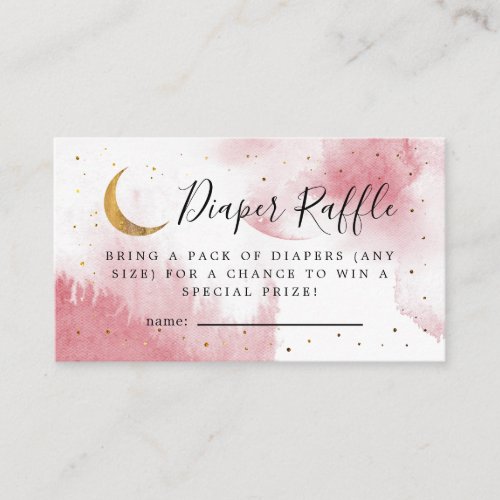 Pink Over The Moon Baby Shower Diaper Raffle Enclosure Card