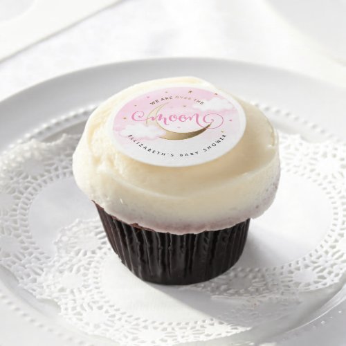 Pink Over the Moon Edible Frosting Rounds