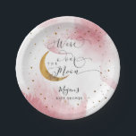 Pink Over the Moon Gold Stars Baby Shower Paper Plates<br><div class="desc">Dreamy girl's baby shower paper plate featuring the sky in watercolor pink with faux gold glitter stars and moon. The text says "we're over the moon."</div>