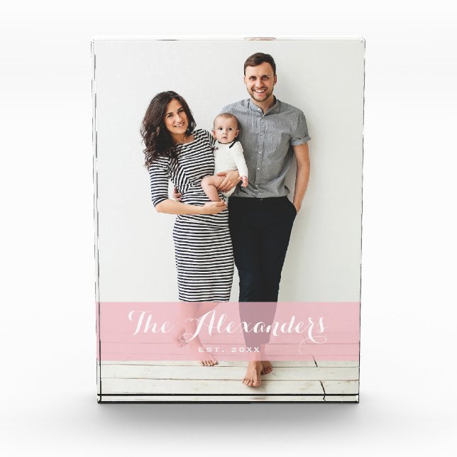 Pink Overlay | Personalized Family Photo Block (Front)