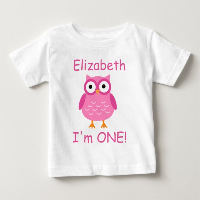 Pink Owl 1st Birthday For Her A02 Baby T-Shirt (Front)