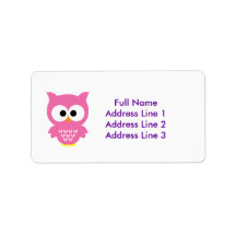 Pink owl address labels